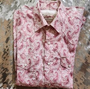 Men's Red Paisley Pearl Snap Rafter C